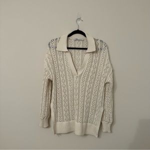 Zara Knit Crochet Collared Pullover